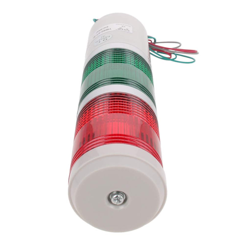  [AUSTRALIA] - Bettomshin 1Pcs Warning Light Bulb, 24V DC 3W, Industrial Signal Tower No Buzzer Constant Bright Alarm Indicator Lamp for Construction Freight Works TB50-2T-E Red Green with Siamese Base