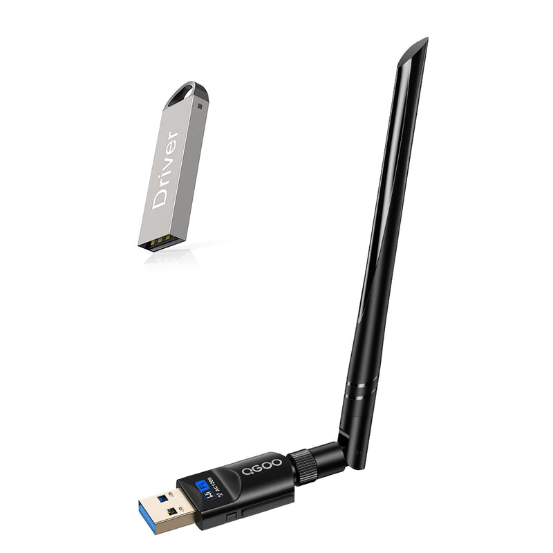  [AUSTRALIA] - USB WiFi Adapter 1200Mbps QGOO USB 3.0 WiFi Dongle 802.11 ac Wireless Network Adapter with Dual Band 2.42GHz/300Mbps 5.8GHz/866Mbps 5dBi High Gain Antenna for PC Desktop Windows XP/Vista/7/8/10/11 Black-1200