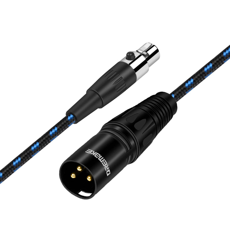  [AUSTRALIA] - DREMAKE Mini-XLR 3-Pin Female to 3-Pin XLR Male Adapter Audio Cable, 1 Feet Regular XLR to Mini-XLR Microphone Converter Cable for Camera, Headphone, Power Amplifier, Console - Black Blue Tweed 1Feet/30CM