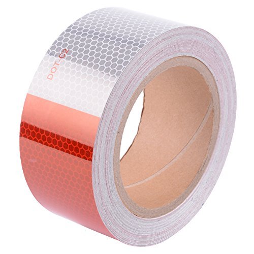  [AUSTRALIA] - Brightplus DOT-C2 Reflective Tape, Auto Car Motorcycle Trailer Truck Caution Reflectors,11'' Red and 7'' White Adhesive Safety Warning Tape (2" x30') (9m) 2''x30'