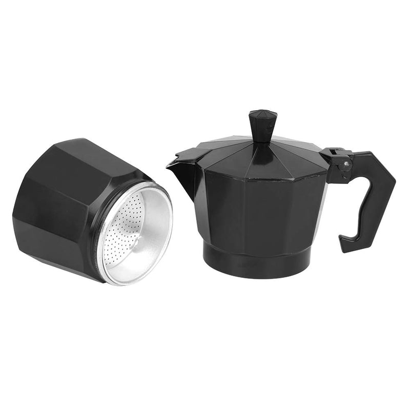  [AUSTRALIA] - Stovetop Espresso Maker Moka Pot, 150ml 3Cup Aluminum Coffee Maker Pot Moka Italian Espresso Greca Coffee Brewer Percolator(Black) Black