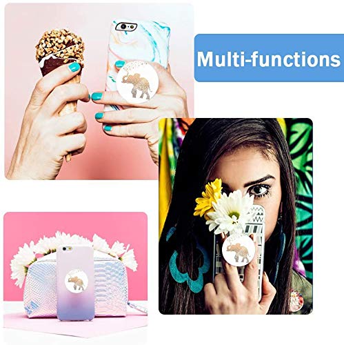 [AUSTRALIA] - Multi-Functional Grip Mobile Phone Stands and Finger Holder (3 Pack) - Black Panda Blue Elephant Rose Flower