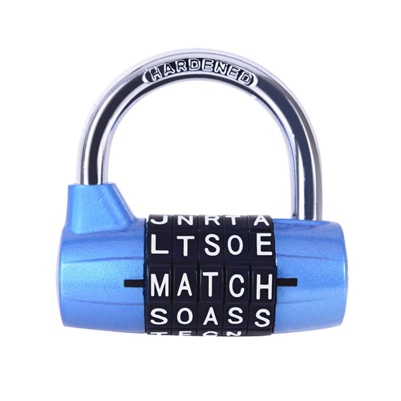  [AUSTRALIA] - Gym Locker Lock， Combination Lock，5 Letter Lock，Combination Padlock，Locker Lock，Padlock ，Lock ，Combination Lock for Locker，Directional Lock， Letter Lock Combination for Outdoor Fence (Blue)