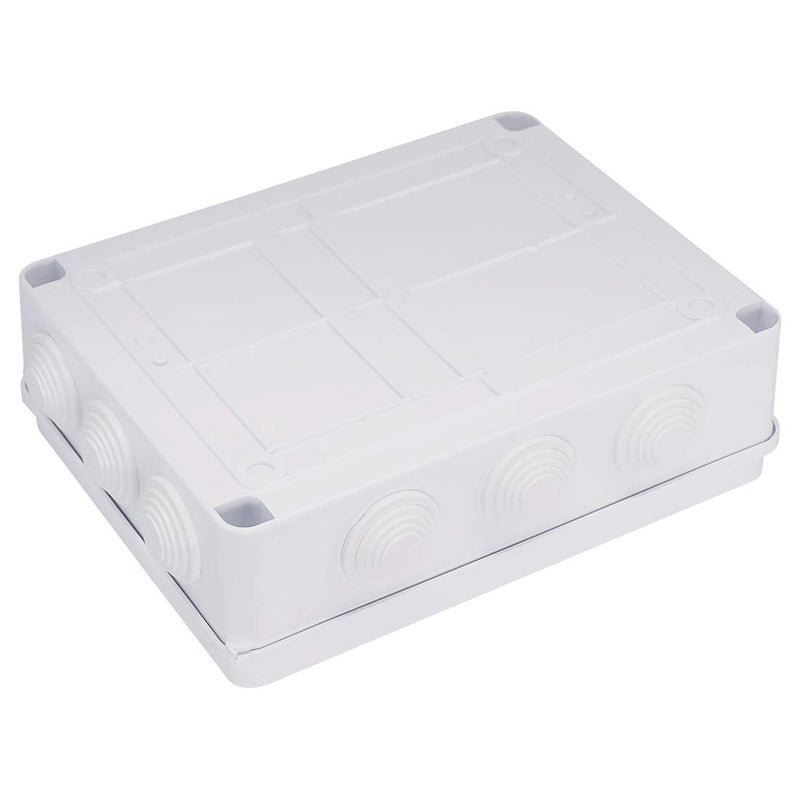  [AUSTRALIA] - Zulkit Junction Box ABS Plastic Dustproof Waterproof IP65 Universal Electrical Boxes Project Enclosure White 10 x 7.9 x 3.1 inch (255 x 200 x 80mm) 10" x 7.9" x 3.1" With Holes