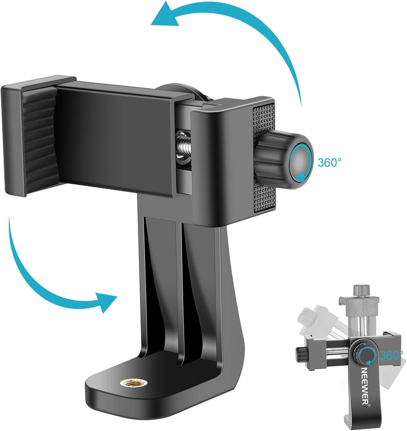  [AUSTRALIA] - Neewer Smartphone Holder Vertical Bracket with 1/4-inch Tripod Mount - Phone Clip Tripod Adapter Compatible with 13/13 Pro/13 Pro Max/13 Mini/12/11 Pro Max/X/XR, Galaxy S20+/S20, Huawei P40 Pro, etc.