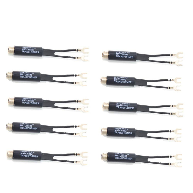 Impedance Matching Transformer, Ancable 10-Pack Indoor 75 Ohm to 300 Ohm UHF/VHF FM Matching Transformer Adapter with F Female Jack for Antenna and Coax Cable on TV Receiver Radio Tuner - LeoForward Australia