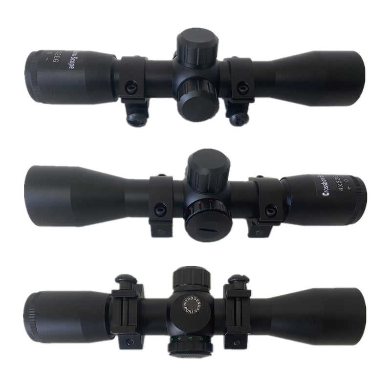  [AUSTRALIA] - NyLeabon Crossbow Scope, 4x32 Glass Etched Reticle Scope, Red and Green Illuminated Scope for Hunting 20 - 50 Yards, Compact Shooting Scope, Black, 4X32RGD