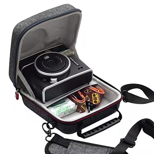  [AUSTRALIA] - BTOPCASE Hard Shell Carrying Storage Case for Fujifilm Instax Mini 40 Instant Camera (Dark Grey-Grey Villus Interior with Shoulder Strap) Dark Grey-Grey villus interior with shoulder strap