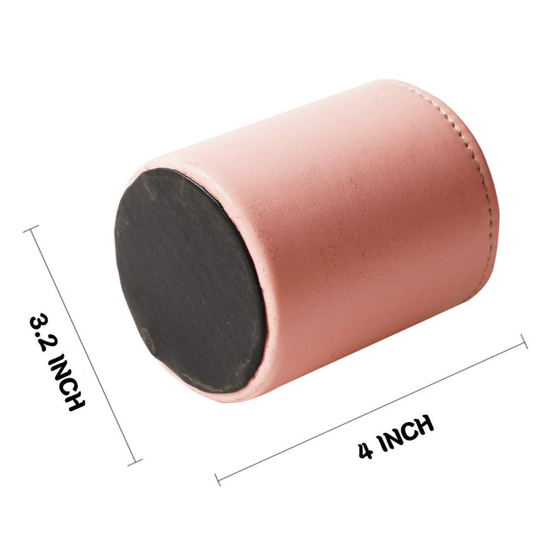  [AUSTRALIA] - LIZIMANDU Leather Office Pencils Holder,Round Pen Cup Remote Desk Accessories Organizer Desktop Stationery Container Box for Home Office Bedroom(1 Pack,1-Pink) 1-pink 1 Pack