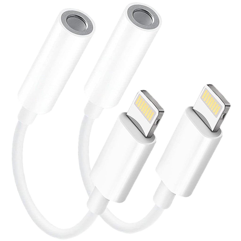  [AUSTRALIA] - Apple MFi Certified 2 Pack Lightning to 3.5 mm Headphone Audio Aux Jack Adapter Dongle Cable Converter Compatible with iPhone 12 11 Pro XR XS Max X 8 7 iPad White
