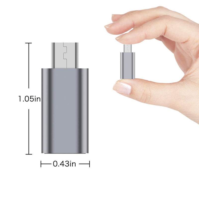  [AUSTRALIA] - JXMOX USB C to Micro USB Adapter, (4-Pack) Type C Female to Micro USB Male Convert Connector Support Charge Data Sync Compatible with Samsung Galaxy S7 S7 Edge, Nexus 5 6 and Micro USB Devices(Grey) Grey