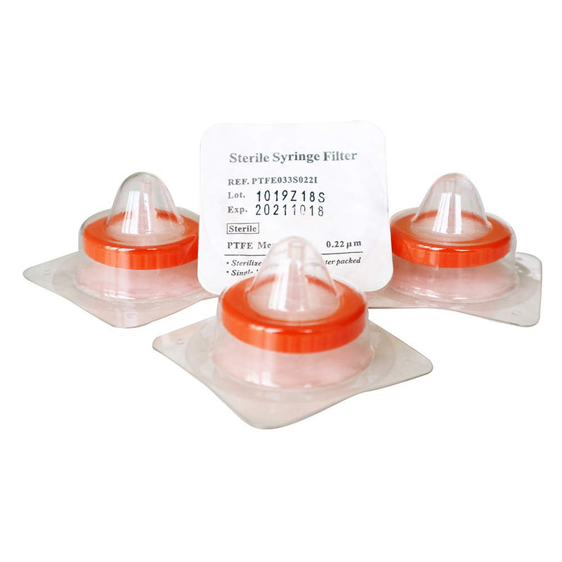 [Pack of 20] Syringe Filters [Sterilized Individually Packed] Hydrophilic PTFE Membrane Diameter 33mm Pore Size 0.45μm by Allpure Biotechnology (Hydrophilic PTFE, HPPTFE-33mm-0.45μm) - LeoForward Australia
