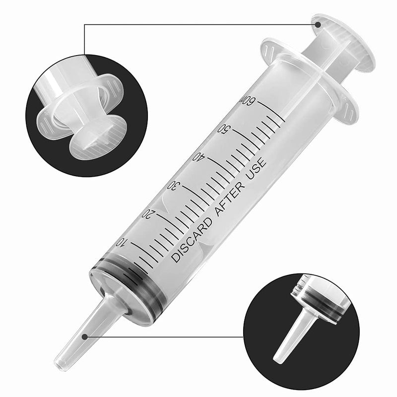  [AUSTRALIA] - 12 Pack 60ml/cc Plastic Syringes with 3Pcs 3ml Pipettes, Individually Sealed with Measurement & Cap for Feeding Pets, Liquid, Lip Gloss, Paint, Epoxy Resin, Oil, Watering Plants, Refilling with 3 pipettes