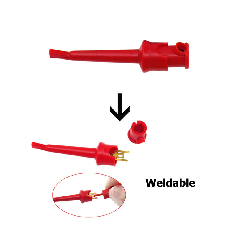  [AUSTRALIA] - Ailao Jumper Wire Test Leads 10pcs Mini Grabber Test Hooks to Breadboard Male Jumper Wires Soft Flexible Silicone Test Leads