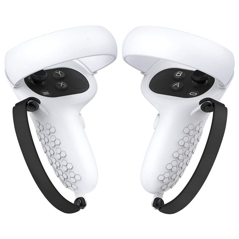  [AUSTRALIA] - Protective Cover for Oculus/Meta Quest 2 Accessories, Silicone Controllers Grip Cover Protector, Soft Shell Skin with Face Cover and Lens Cover by Gwyoneaon (White) white