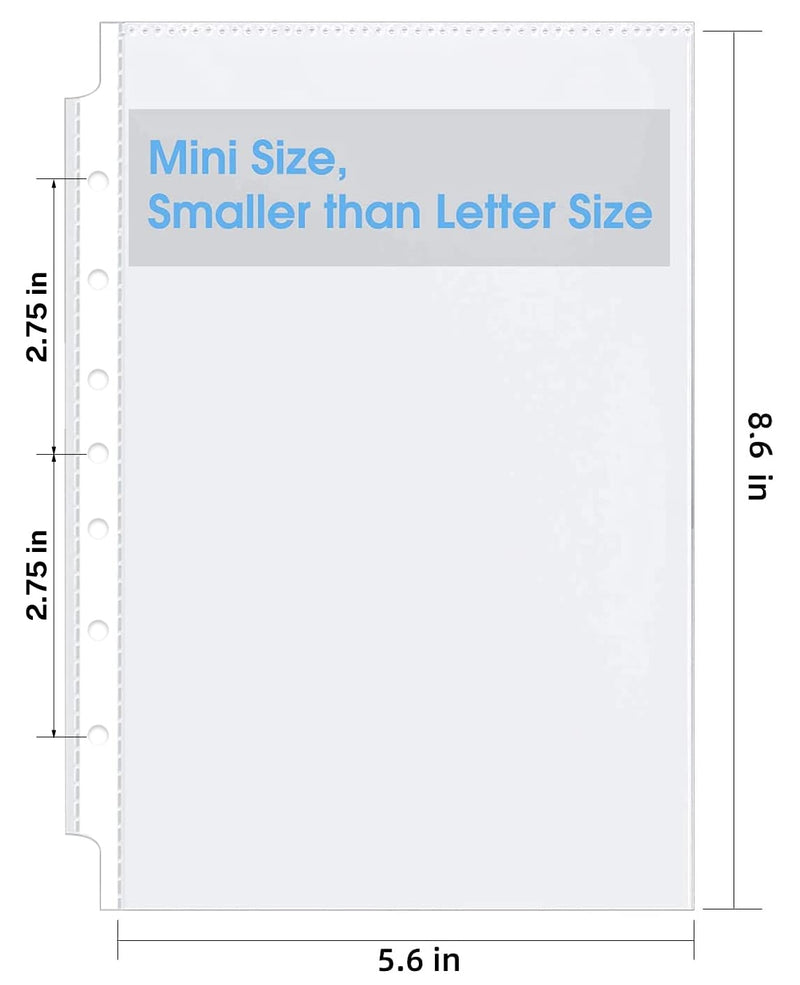  [AUSTRALIA] - KTRIO Heavyweight Sheet Protectors for Mini 3 Ring Binder Clear Page Protector, 5.5 x 8.5 inch Plastic Sleeves for Small Binders, Paper Protector 7 Hole Top Loading, 60 Pack