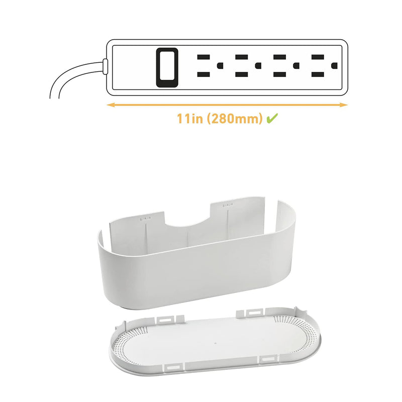  [AUSTRALIA] - D-Line Cable Management Box (Small) & Medium Cable Raceway Multipack 10x 1.18 (W) x 0.59" (H) x 15.7" Lengths (13.12ft Total) with 19 Accessories - White