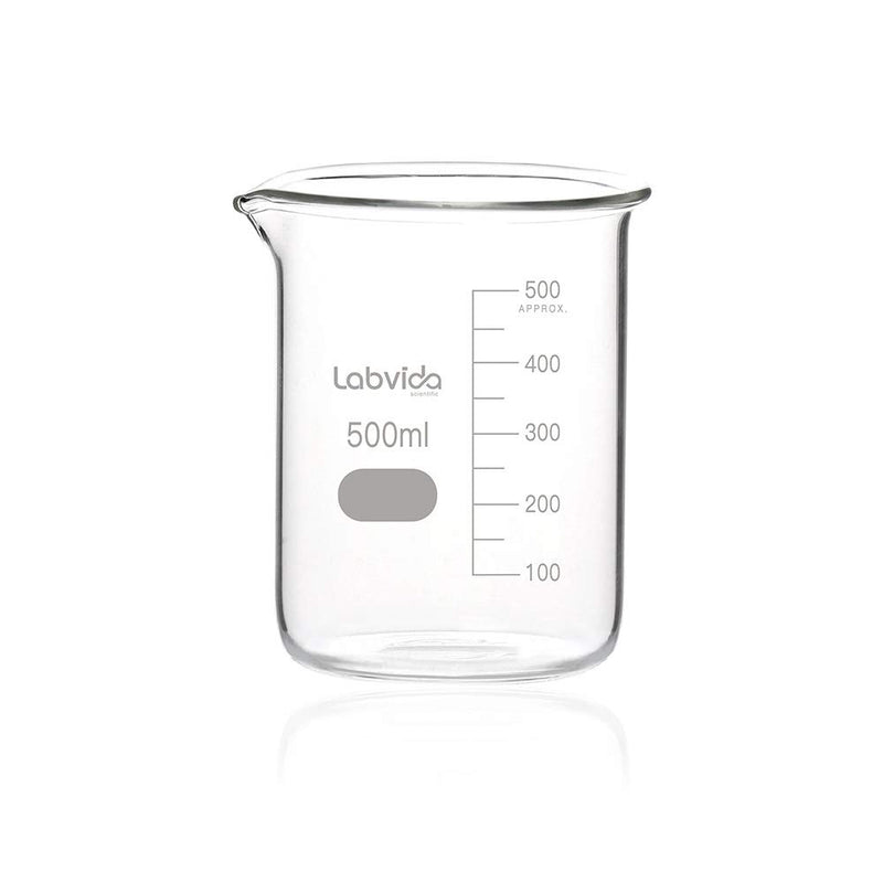 Labvida 6 Size Low Form Glass Beaker Set, 25ml 50ml 100ml 250ml 500ml 1000ml, 3.3 Borosilicate with Printed Graduation, LVA019 6 Sizes: 25/50/100/250/500/1000ml - LeoForward Australia