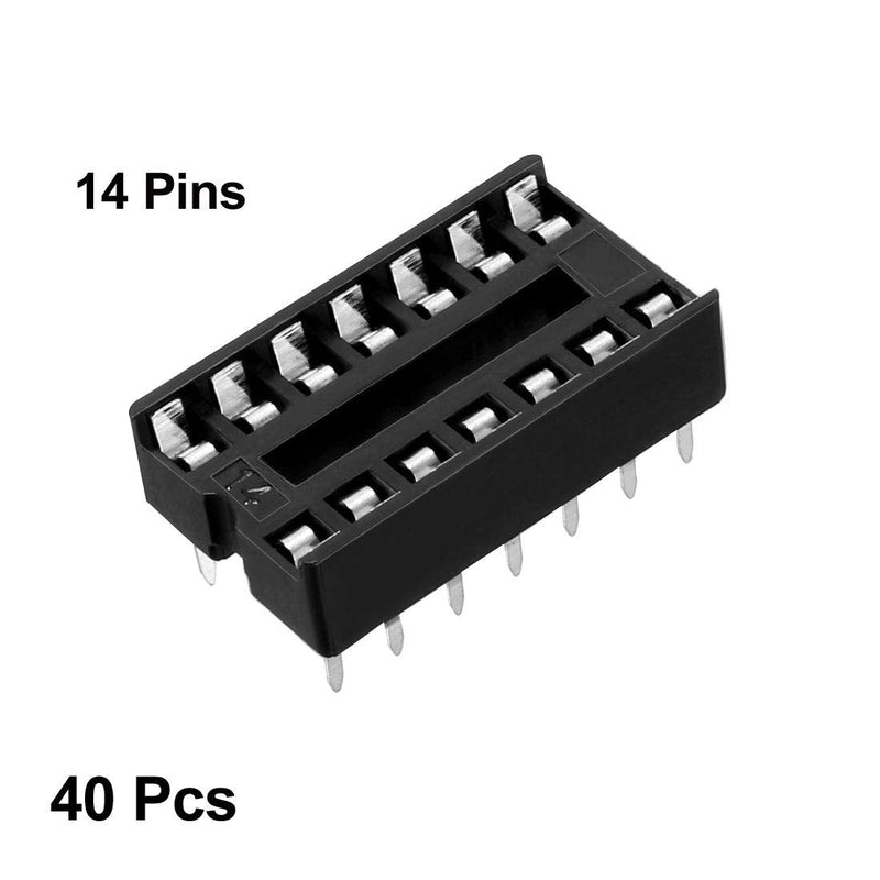  [AUSTRALIA] - uxcell 40pcs DIP IC Chip Socket Adaptor 2.54mm Pitch 7.6mm Row Pitch 2 Row 14 Flat Pins Soldering