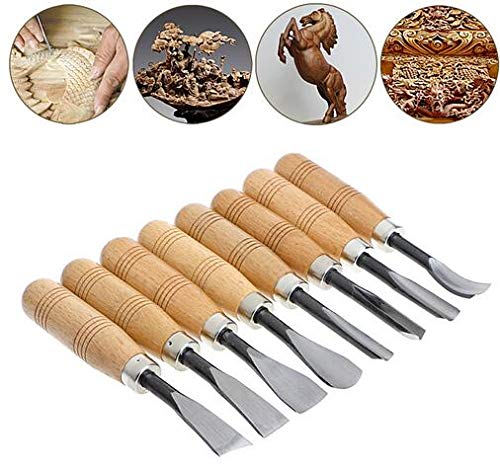 [AUSTRALIA] - Alikeke 8 Piece Set Wood Carving Hand Chisel Tool Carving Tools Woodworking Professional Gouges New free shipping