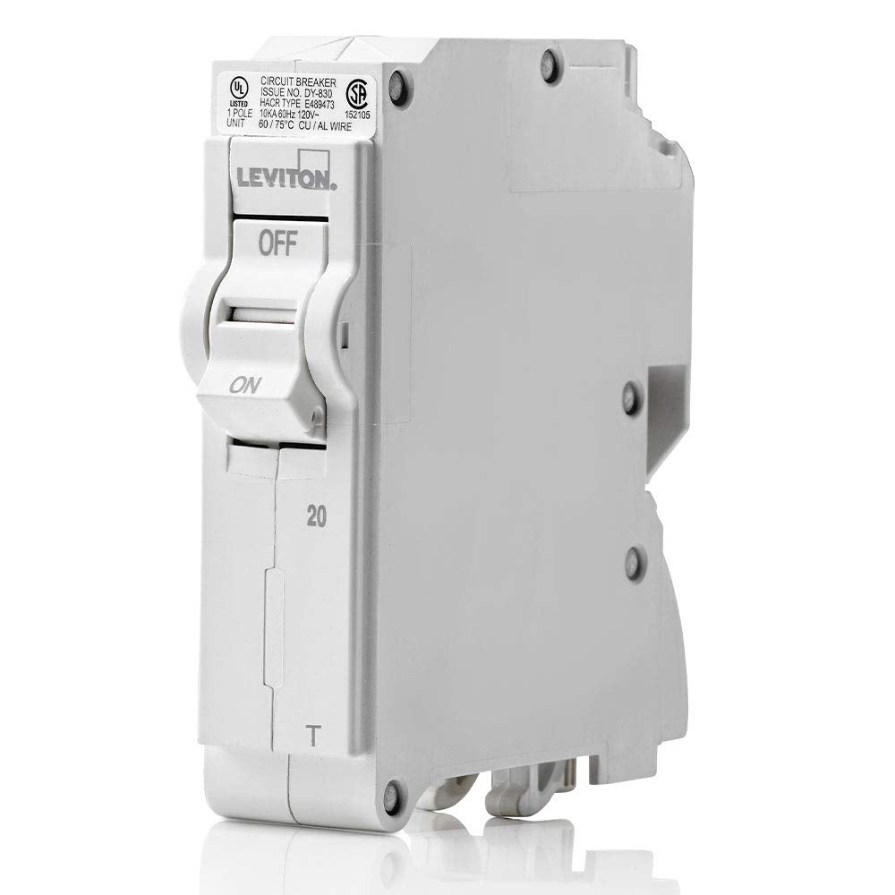  [AUSTRALIA] - Leviton LB120-T 20A 1-Pole Plug-On Standard Branch Circuit Breaker, Thermal Magnetic, 120 VAC, White 1-Pole 20-Amp