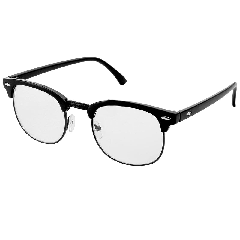 Blue Light Blocking Glasses for Women Men Classic Semi Rimless Fake Nerd Anti Blue Ray Computer Eyeglasses Bright Black/Black 52 Millimeters - LeoForward Australia