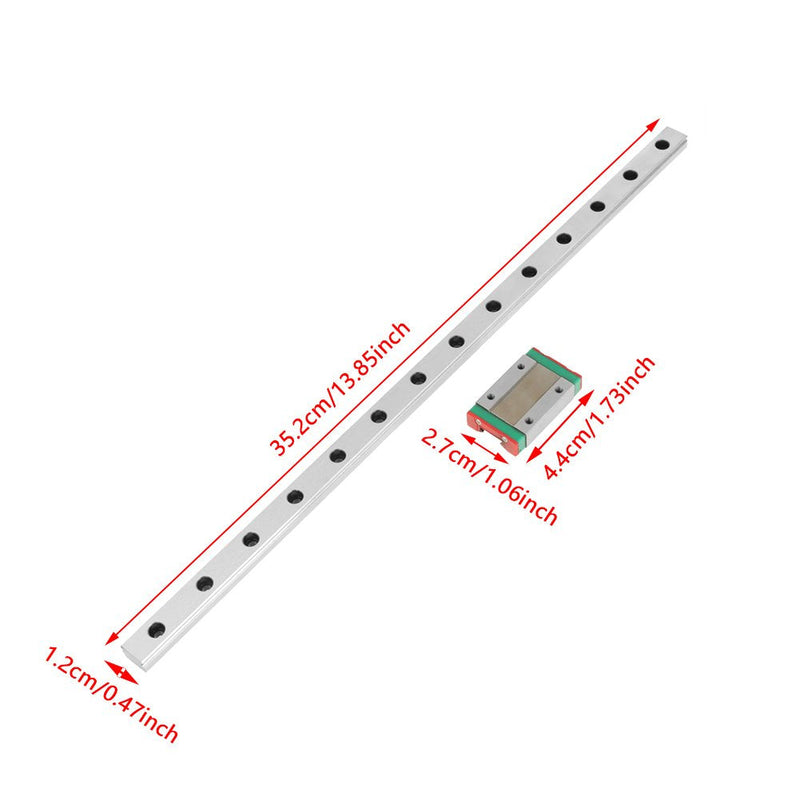  [AUSTRALIA] - Linear Guide, 1pc MGN12H Miniature Linear Rail Guide 350mm Length 12mm Width + Sliding Block Linear Guide Rail Linear Guide Rail Slide Carriage CNC Router + 2pcs Sliding Block