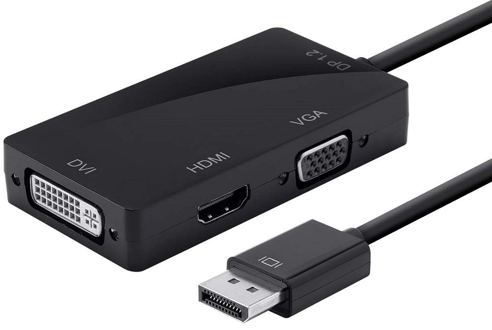  [AUSTRALIA] - Monoprice DisplayPort 1.2a to 4K HDMI, Dual Link DVI, and VGA Passive Adapter, Black (112802)