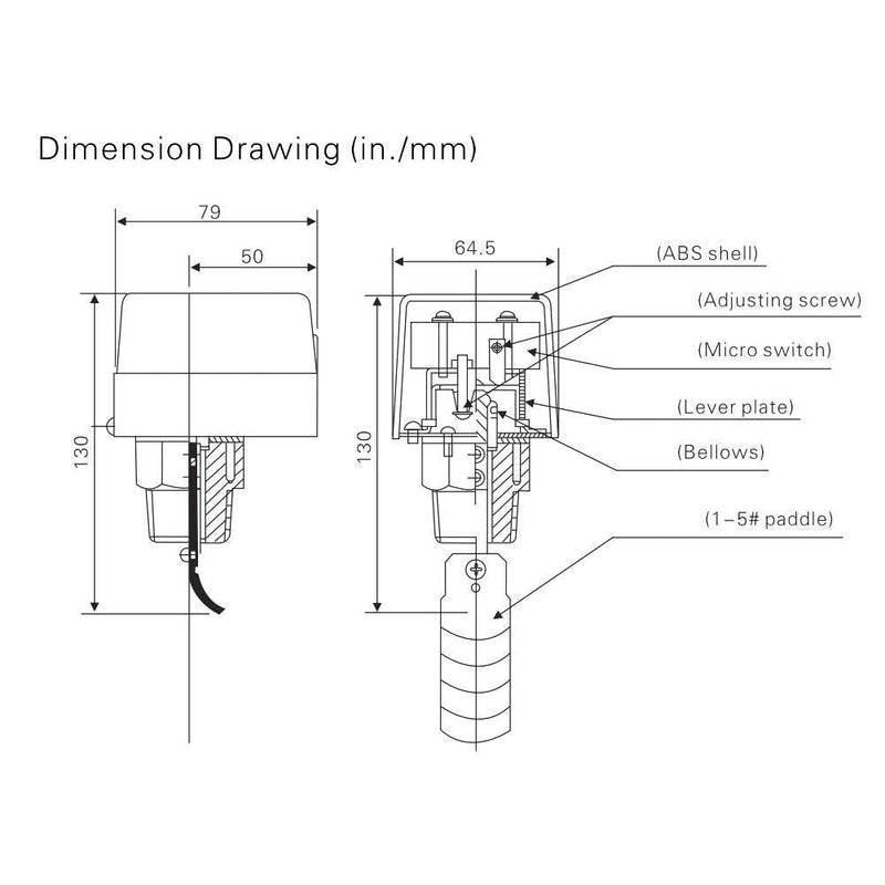  [AUSTRALIA] - Water Flow Switch HFS-15 SPDT Cooling System Paddle Water Flow Control Switch with 1/2-Inch Thread Connection, 220VAC 15A