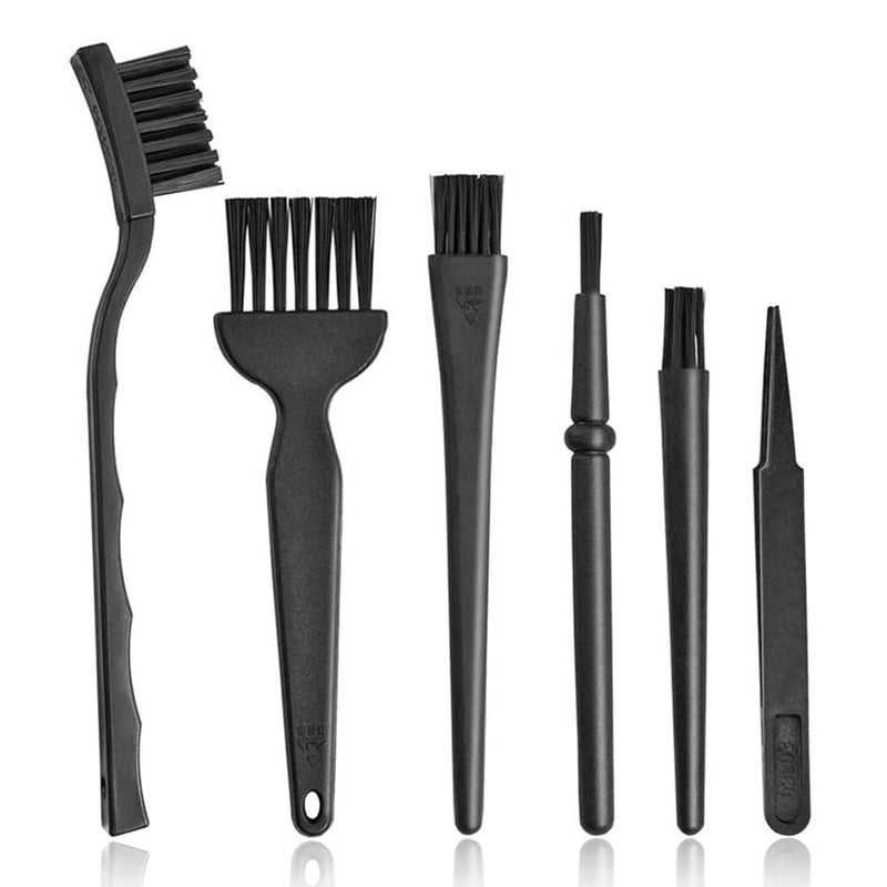  [AUSTRALIA] - Keyboard Brush,6 in 1 Multi-Purpose Portable Plastic Handle Nylon Anti Static Brush Kit Fit for MacBook Laptop,Phone,Computer Keyboard,Machine,Car Interior Detailing,PP Handle,Razor Cleaning Brush