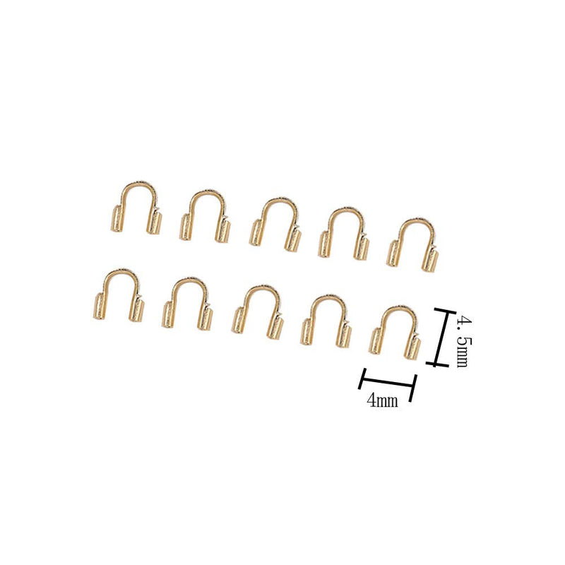  [AUSTRALIA] - 200 Pieces Wire Protector Wire Guard Guardian Protectors Wire Cable Protector Loops U Shape Accessories 4.5x4 mm for Jewelry Making, Golden