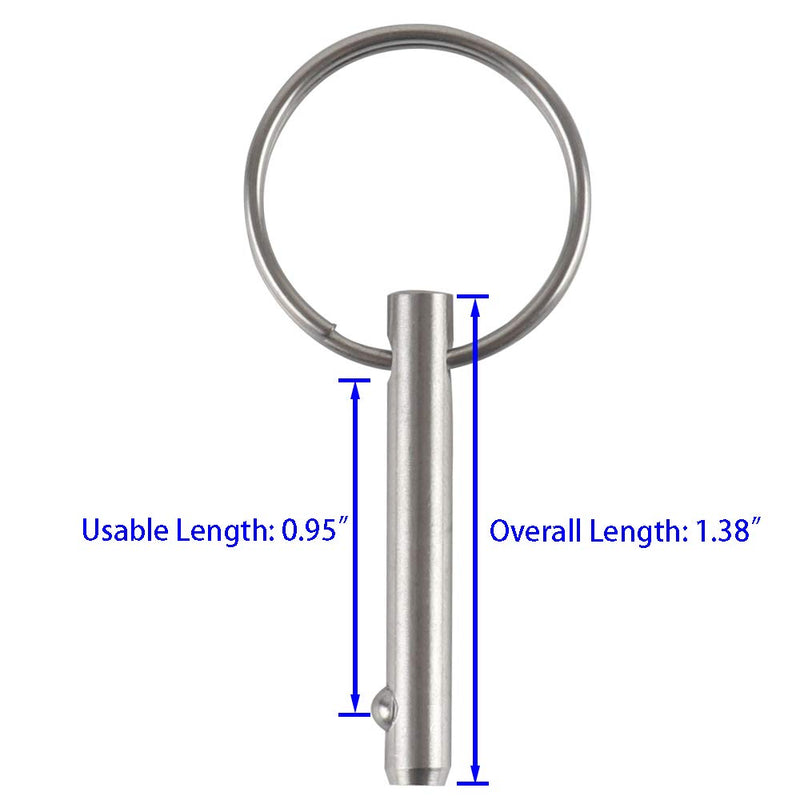  [AUSTRALIA] - 4 Pack Small Quick Release Pin, Diameter 3/16", Usable Length 0.95", Full 316 Stainless Steel, Bimini Top Pin, Marine Hardware