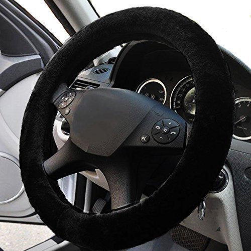  [AUSTRALIA] - Zento Deals Stretch-On Vehicle Steering Wheel Cover Classic Black Car Wheel Protector