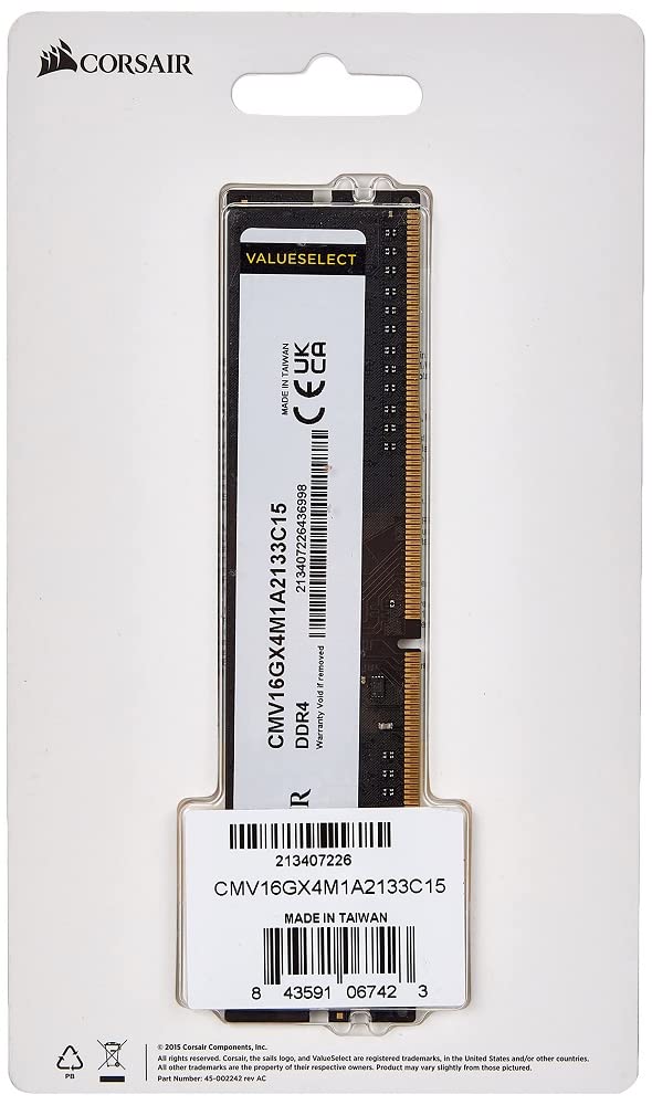  [AUSTRALIA] - Corsair CMV16GX4M1A2133C15 Value Select Series 16GB (1x16GB) DDR4 2133MHz (PC4-17000) CL15 DIMM