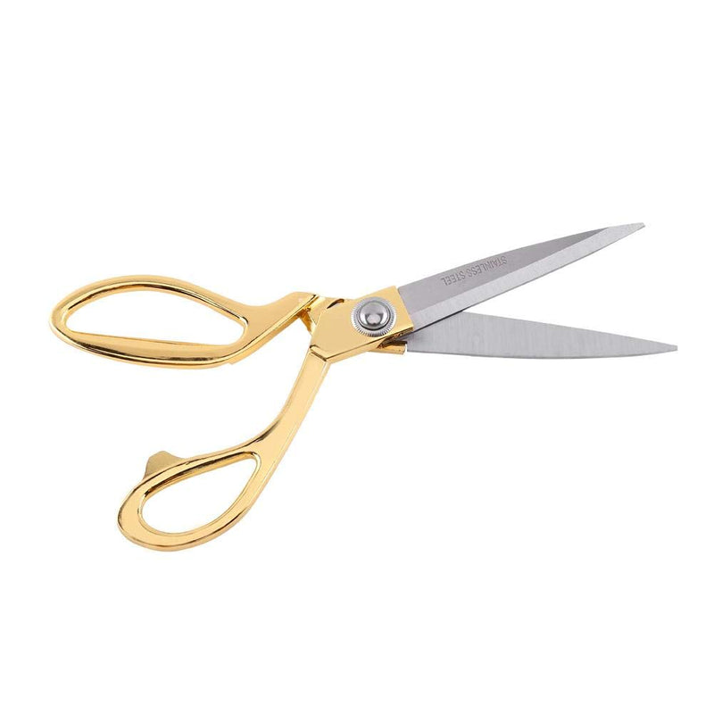  [AUSTRALIA] - Stainless Steel Scissors, 9.5in Stainless Steel Scissors Ewing Scissors Blade Tailoring Scissors Gold Color Handle for DIY Tailor Sewing Embroidery Craft Needlework Art Work Everyday Use