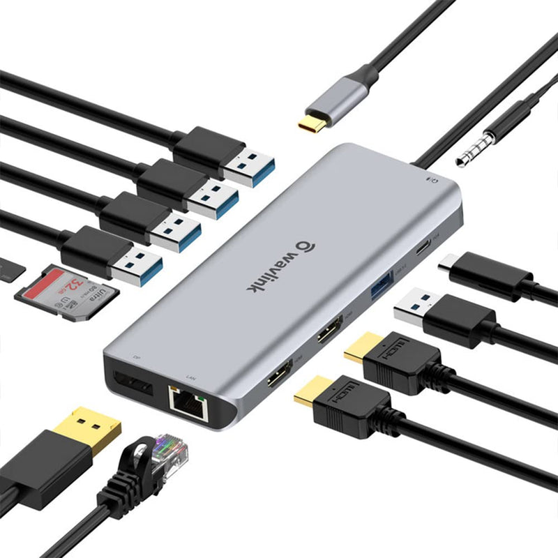  [AUSTRALIA] - WAVLINK USB C Docking Station,Triple Display Type-C Adapter for MacBook Pro,Dell XPS 13/15,HP,Lenovo Yoga (2X 4K HDMI,DisplayPort,Ethernet,USB 3.0/2.0,SD/TF Card Reader,Audio Jack,89W PD3.0) 2X 4K HDMI+4K DP+89W Laptop Charging