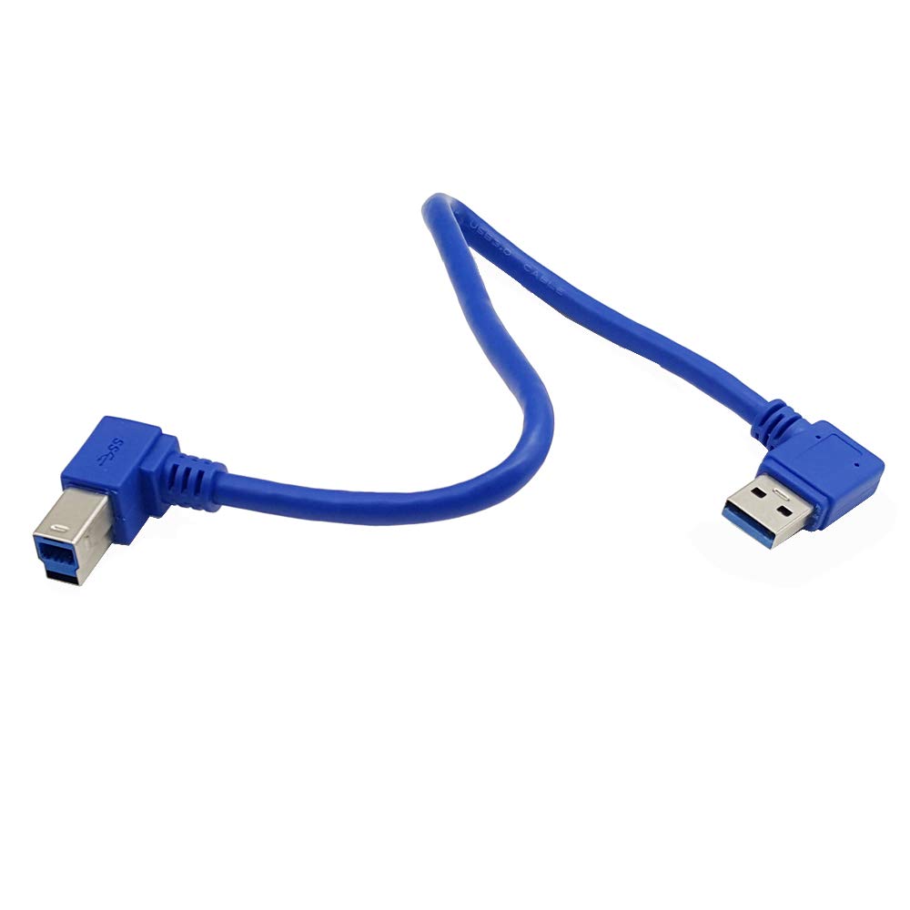  [AUSTRALIA] - Angled USB 3.0 Printer Cable;Seadream 1 ft / 30cm SuperSpeed USB 3.0 A Male Plug 90 Degree Right Angle to USB 3.0 B Male Left Angle Cable; A Right to B Left