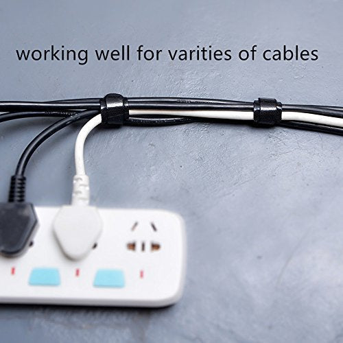  [AUSTRALIA] - Vancool 70 PCS Cable Management Reusable Fastening Cable Ties Organizer, 6-Inch Hook & Loop Adjustable Wire Cable Straps for Cable Under Desk,Cord Management,Black