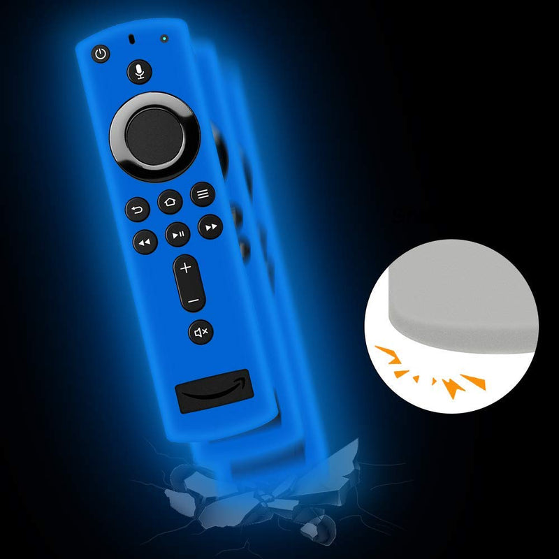 Remote Case/Cover for Fire TV Stick 4K,Protective Silicone Holder Lightweight[Anti Slip]ShockProof for Fire TV Cube/Fire TV(3rd Gen)Compatible with All-New 2nd Gen Alexa Voice Remote Control-Glow Blue Glow Blue - LeoForward Australia