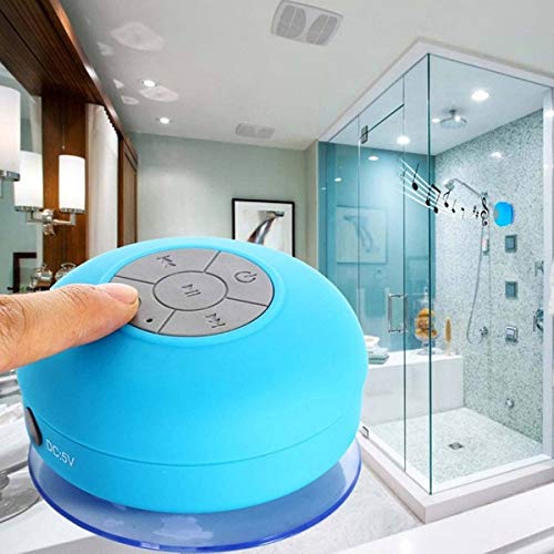 Bluetooth Waterproof Handsfree Portable HD Shower Speaker, Build-in Mic Speakerphone and Attached Suction Cup, 4 hrs Play Time (Blue) - LeoForward Australia