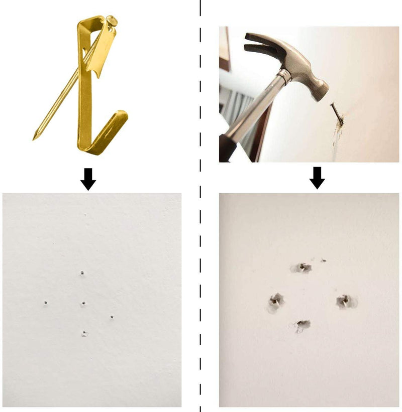  [AUSTRALIA] - Picture Hanging Hooks, 50 Pcs Heavy Duty 10-50 lbs Picture Hangers Hardware kit with Nails for Picture Frame, Canvas, Mirror Hanging Decoration 10-50LB GLD