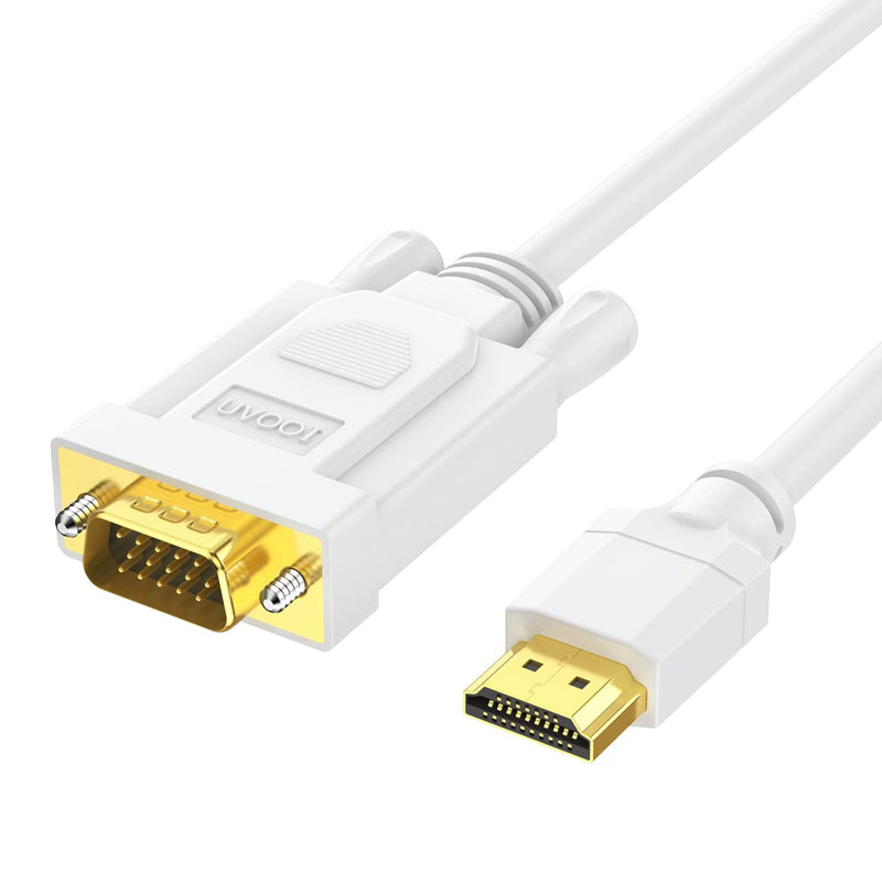  [AUSTRALIA] - HDMI to VGA Cable 6FT, UVOOI White HDMI to VGA Adapter Cable 1080P HD Video Cord for Monitor Desktop, Roku, Computer, Laptop, Projector, HDTV 1