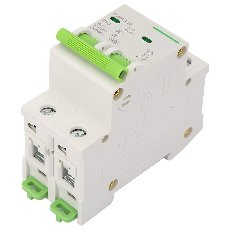  [AUSTRALIA] - Circuit Breaker, 2 Pin Battery Breaker Protector for Solar PV Systems, Thermal Magnetic Trip, DIN Rail Mount, AC Isolator Switch(10A)