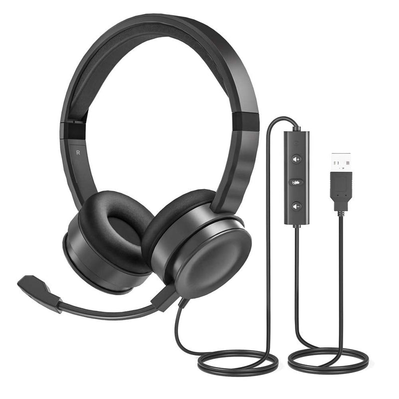  [AUSTRALIA] - USB Computer Headset with Microphone for Laptop, UHURU PC Wired Headset with Mic Noise Cancelling Lightweight for Skype Zoom Webinbar Home Office Online Class Call Center