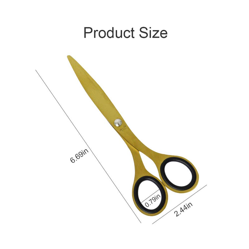  [AUSTRALIA] - Gold Scissors 6.7 Inches Precision Tailor Fabric Leather Sewing Scissors Art & Craft Paper Shear Cutting Tool for Home Office and School (Gold, 2 Packs) Gold