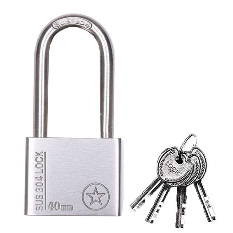  [AUSTRALIA] - 40mm Long Beam Stainless Steel Safety Padlock, Lock, Padlock with Key, Padlock, Multi Key Lock, Long Beam Lock with Key, Lock with 4 Keys for Gym Locker Lock, Door, Fence