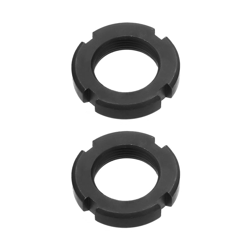  [AUSTRALIA] - MroMax M25x10mm Retaining Slotted Round Nuts,Carbon Steel 4-Slot Spanner Nut for Roller Bearing Pump Valve Black 2Pcsb