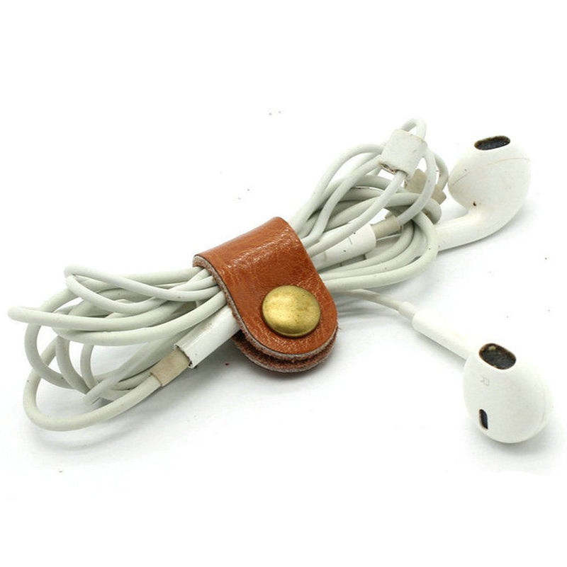  [AUSTRALIA] - 12 PCS PU-Leather Cable Straps Reusable Cable Ties Cable Organizer Cord Management for USB Cable Headphone Line,Brown