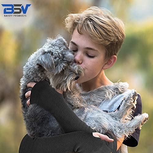  [AUSTRALIA] - BSV Kevlar Sleeves- Heat, Scratch, Cut & Knife Resistant Arm Protective Sleeves with Thumb Hole-Bite Proof-18 Inches,1 Pair Black
