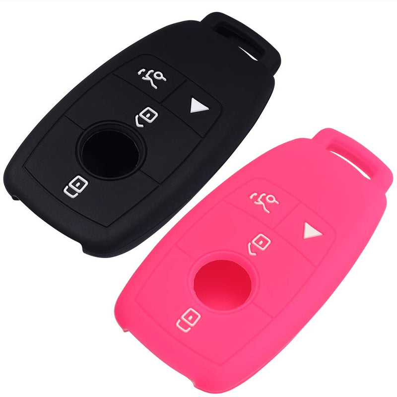  [AUSTRALIA] - Lcyam Silicone Remote Key Fob Covers Smooth Soft Rubber Case Fits for Mercedes-Benz A220 E63S AMG E-Class GLE 350 4MATIC 2019 2020 (Black Rose) Black Rose